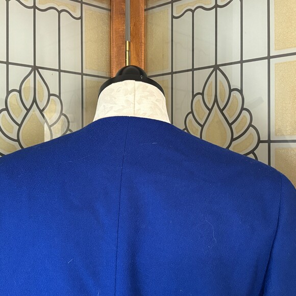 Vintage Pendleton 80's 100% Wool Blue Button Up Shoulder Pads Blazer Size 6 - Picture 5 of 12